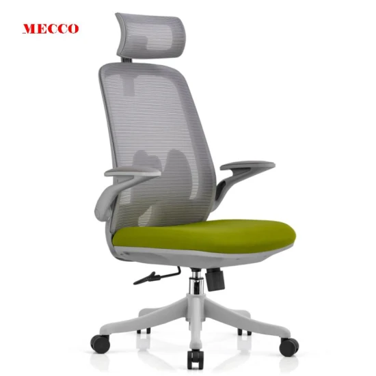 Kostengünstige OEM-Bürostühle aus schwarzem Netzstoff mit zusammenklappbarem Sessel für zu Hause, Bürostuhl mit hoher Rückenlehne und verstellbarer Kopfstütze