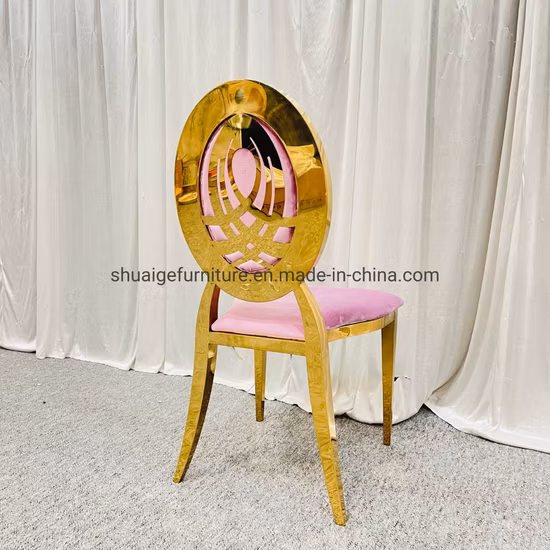 Günstiger Preis Rosa Samtkissen Gold Edelstahl Hochzeitsstuhl